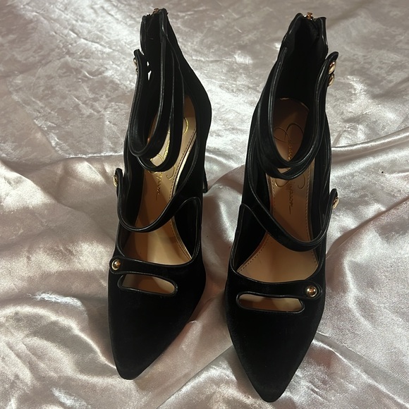 Jessica  Simpson Black Velvet High Heel Mary Jane - Picture 15 of 17